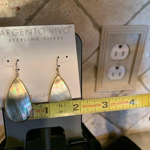 ARGENTO VIVO Sterling Silver 14KT Gold Plated Abalone Mother-of-Pearl Earrings - Picture 5 of 6